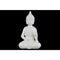 Ceramic Meditating Buddha Figurine with Pointed Ushnisha in Abhaya Mudra, White-Home Accent-White-Ceramic-JadeMoghul Inc.
