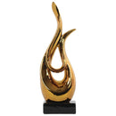 Ceramic Moon Abstract Sculpture on Rectangle Base, Gold-Sculptures-Gold-Ceramic-JadeMoghul Inc.