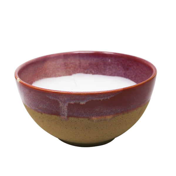 Ceramic Outdoor Citronella Candle in Bowl, Red and Brown-Candle and Votive Holders-Red and Brown-Ceramic-JadeMoghul Inc.