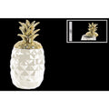 Ceramic Pineapple Canister with Gold Lid- White- Benzara-Canisters-White & Gold-Ceramic-JadeMoghul Inc.
