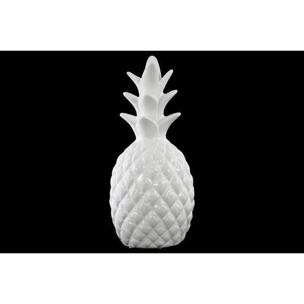 Ceramic Pineapple Figurine, Glossy White-Home Accent-White-Ceramic-JadeMoghul Inc.