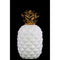 Ceramic Pineapple Figurine with Gold Top- Small- White- Benzara-Decorative Accessories-White & Gold-Ceramic-JadeMoghul Inc.