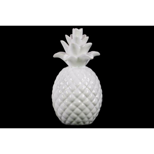 Ceramic Pineapple Figurine With Pimpled Accents, White-Home Accent-White-Ceramic-JadeMoghul Inc.