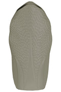 Ceramic Pyramidal Vase With Engraved Circle Design, Large, Gray-Vases-Gray-Ceramic-Coated Finish-JadeMoghul Inc.