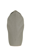 Ceramic Pyramidal Vase With Engraved Circle Design, Medium, Gray-Vases-Gray-Ceramic-Coated Finish-JadeMoghul Inc.