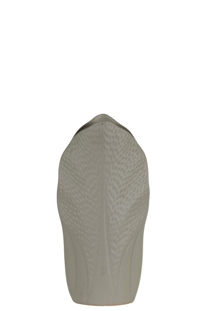 Ceramic Pyramidal Vase With Engraved Circle Design, Small, Gray-Vases-Gray-Ceramic-Coated Finish-JadeMoghul Inc.