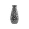 Ceramic Round Bellied Vase with Embossed Wave Design Body, Silver-Vases-Silver-Ceramic-JadeMoghul Inc.