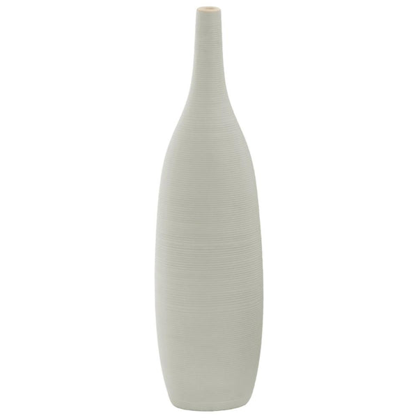 Ceramic Round LG Combed Vase with Bellied Bottom, Gray-Vases-Gray-Ceramic-JadeMoghul Inc.