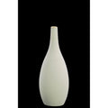 Ceramic Round SM Combed Vase with Small Mouth and Bellied Bottom, White-Vases-White-Ceramic-JadeMoghul Inc.