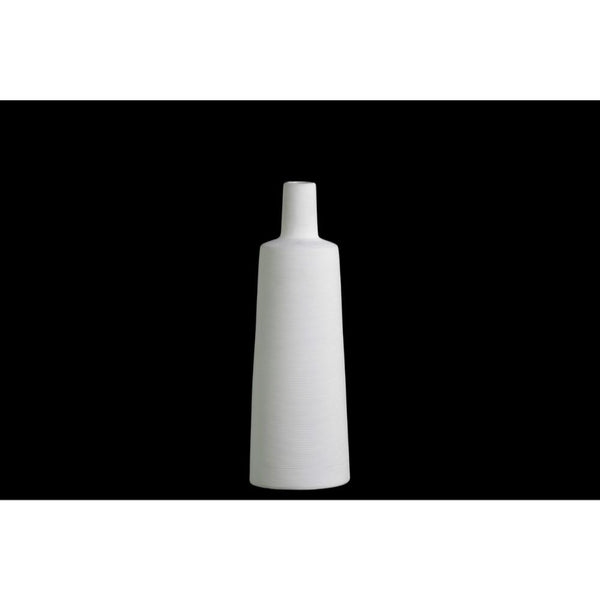 Ceramic Round SM Combed Vase with Small Mouth and Short Neck, White-Vases-White-Ceramic-JadeMoghul Inc.