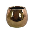 Ceramic Round Vase With Hammered Pattern, Copper-Vases-Antique Brass-Ceramic-Chrome Finish-JadeMoghul Inc.