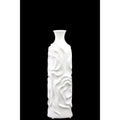 Ceramic Round Vase With Wrinkled Sides, Medium, White-Vases-White-Ceramic-Gloss Finish-JadeMoghul Inc.