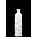 Ceramic Round Vase With Wrinkled Sides, Medium, White-Vases-White-Ceramic-Gloss Finish-JadeMoghul Inc.