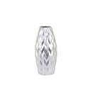 Ceramic Rounded Bellied Vase with Round Lip- Small- Silver- Benzara-Vases-Silver-Ceramic-JadeMoghul Inc.