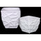 Ceramic Square Vase with Embossed Irregular Design, Set Of 2, White-Vases-White-Ceramic-Gloss Finish-JadeMoghul Inc.