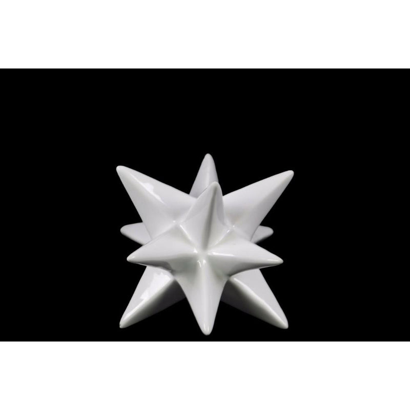 Ceramic Stellated Icosahedron Sculpture, Small, Glossy White-Sculptures-White-Ceramics-JadeMoghul Inc.