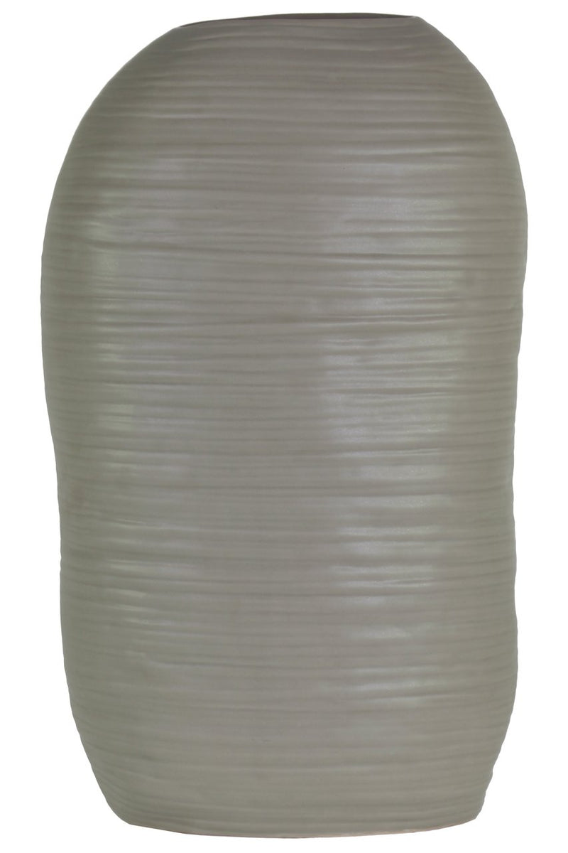 Ceramic Tall Irregular Vase With Combed Design, Large, Gray-Vases-Gray-Ceramic-Coated Finish-JadeMoghul Inc.