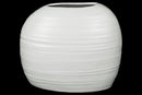 Ceramic Tall Irregular Vase With Combed Design, White-Vases-White-Ceramic-Coated Finish-JadeMoghul Inc.