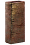 Ceramic Tall Rectangular Ribbed Design Vase, Large, Distressed Copper Finish-Vases-Brown-Ceramic-Distressed Finish-JadeMoghul Inc.