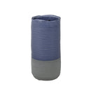 Ceramic Two Toned Vase with Irregular Mouth Rim and Round Bottom, Gray and Blue-Vases-Blue and Gray-Ceramic-JadeMoghul Inc.