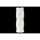 Ceramic Vase With Dimpled Sides, Large, White-Vases-White-Ceramic-Gloss Finish-JadeMoghul Inc.