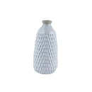 Ceramic Vase with Engraved Scalloped Pattern, Small, Gray-Vases-Gray-Ceramic-JadeMoghul Inc.