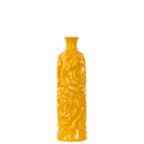 Ceramic Vase With Wrinkled Sides, Medium, Yellow-Vases-Yellow-Ceramic-Gloss Finish-JadeMoghul Inc.