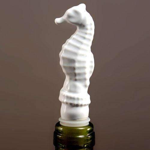 Ceramic White Sea Horse Wine Stopper Favor Gift Boxed (Pack of 1)-Popular Wedding Favors-JadeMoghul Inc.