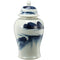 Ceramic Windswept Ginger Jar In White And Blue-Jars-White & Blue-Ceramic-JadeMoghul Inc.
