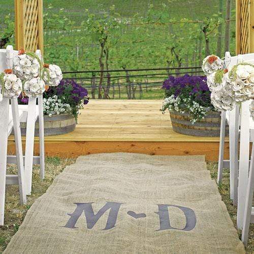 Ceremony Decorations Personalized Burlap Aisle Runner with Vineyard Monogram Plain Burlap Berry (Pack of 1) Weddingstar