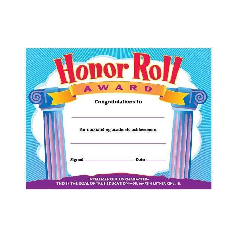 CERTIFICATE HONOR ROLL AWARD 30/PK-Learning Materials-JadeMoghul Inc.