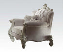 Chair Featuring Deep Button tufted Back and 2 Pillows in Ivory White-Accent Chairs-White-Wood and Fabric-JadeMoghul Inc.