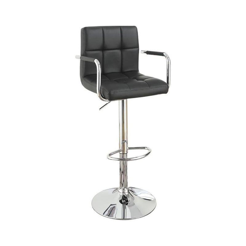 Chair Style Barstool With Faux Leather Seat And Gas Lift Black And Silver Set of 2