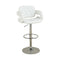 Chair Style Barstool With Tufted Seat And Back White And Silver