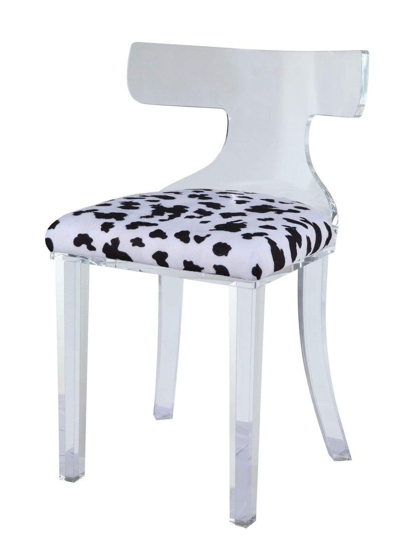 Chairs Accent Chair - 20" X 18" X 31" Spotted Velvet And Clear Acrylic Accent Chair HomeRoots