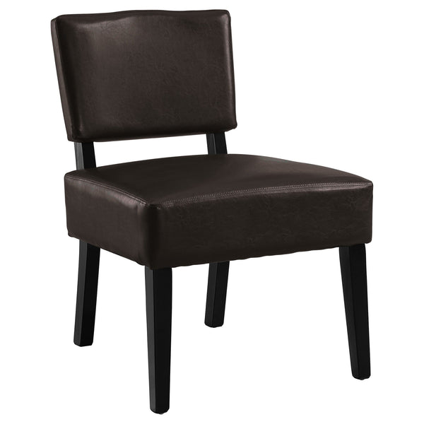 Chairs Accent Chair - 27'.5" x 22'.75" x 31'.5" Brown, Foam, Solid Wood, Leather-Look - Accent Chair HomeRoots
