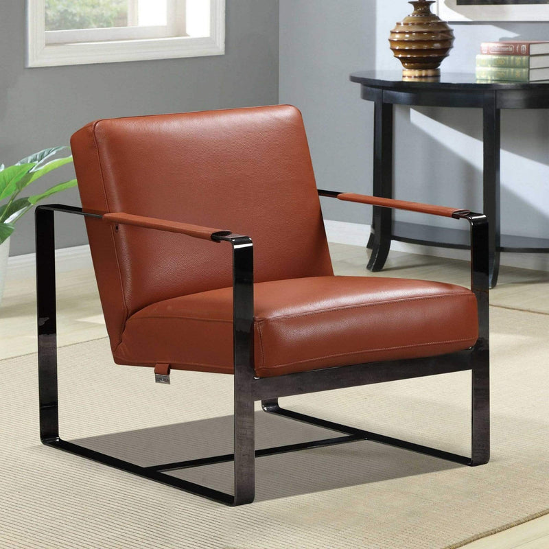 Chairs Accent Chair - 28" X 35" X 31" Camel Leather Accent Chair HomeRoots
