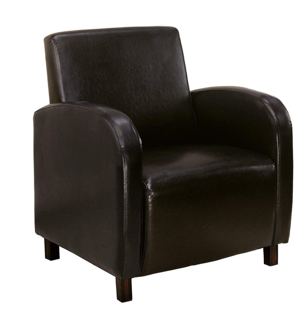 Chairs Accent Chair - 29" x 27'.5" x 32'.5" Brown, Foam, Solid Wood, Leather-Look - Accent Chair HomeRoots