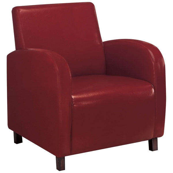 Chairs Accent Chair - 29" x 27'.5" x 32'.5" Red, Foam, Solid Wood, Leather-Look - Accent Chair HomeRoots