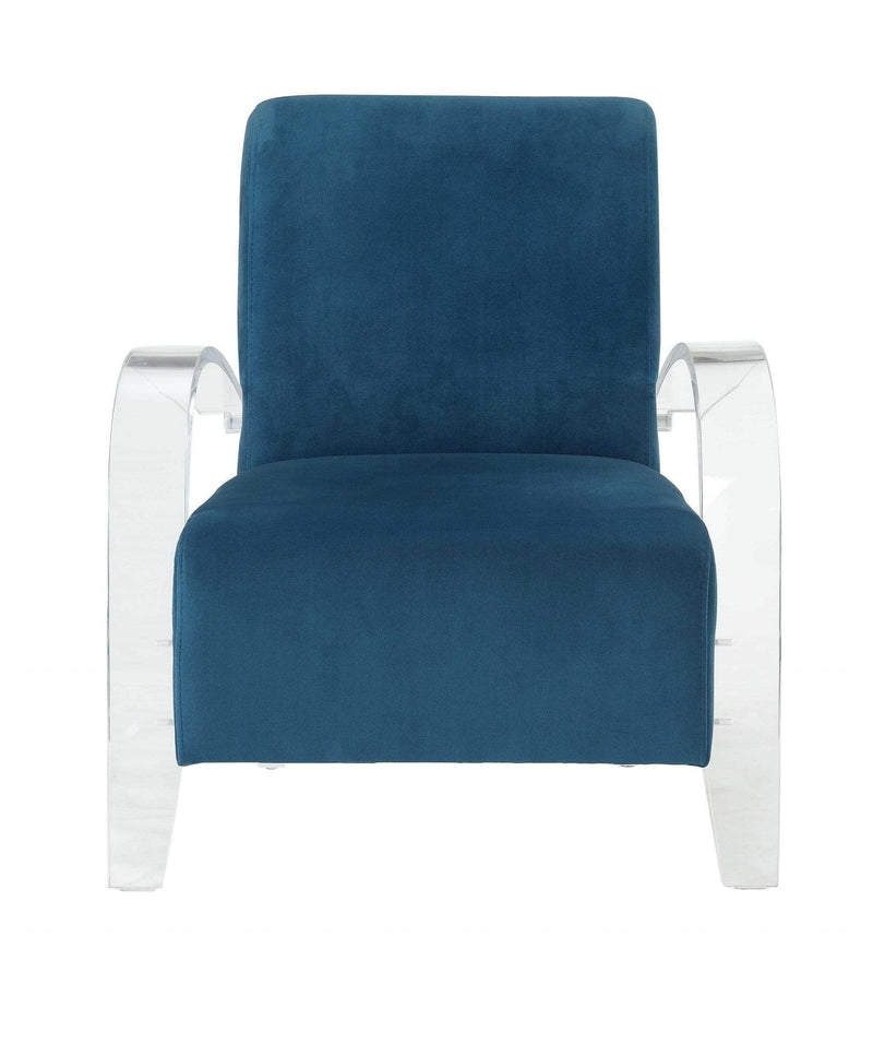 Chairs Accent Chair - 30" X 31" X 36" Teal Clear Acrylic Upholstery Acrylic Accent Chair HomeRoots