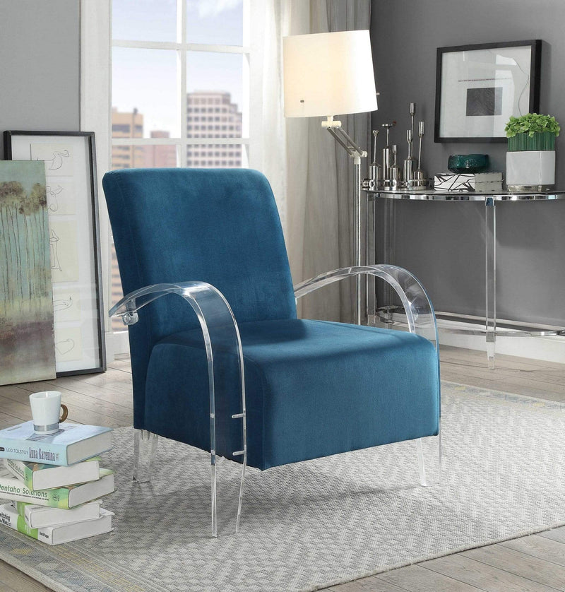 Chairs Accent Chair - 30" X 31" X 36" Teal Clear Acrylic Upholstery Acrylic Accent Chair HomeRoots