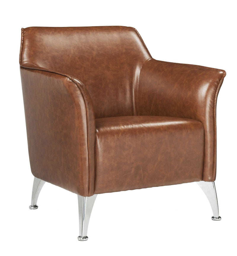 Chairs Accent Chair - 31" X 33" X 33" Brown PU Upholstery Metal Leg Accent Chair HomeRoots