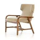 Chairs Accent Chair - 32" Walnut Wood and Taupe Leatherette Accent Chair HomeRoots