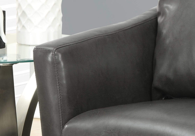 Chairs Accent Chair - 33" x 29'.75" x 35" Charcoal Grey/Leather-Look - Accent Chair HomeRoots