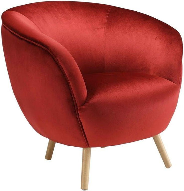 Chairs Accent Chair - 35" X 39" X 33" Red Velvet Accent Chair HomeRoots