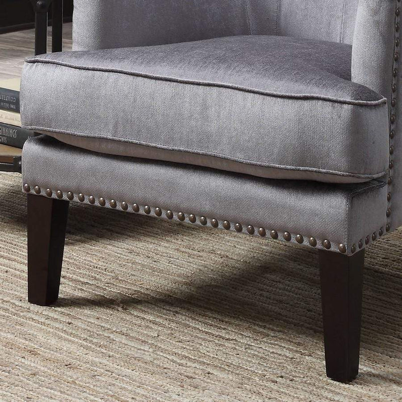 Chairs Accent Chair - Anthracite Contemporary Tufted Hardwood Wingback Accent Chair HomeRoots