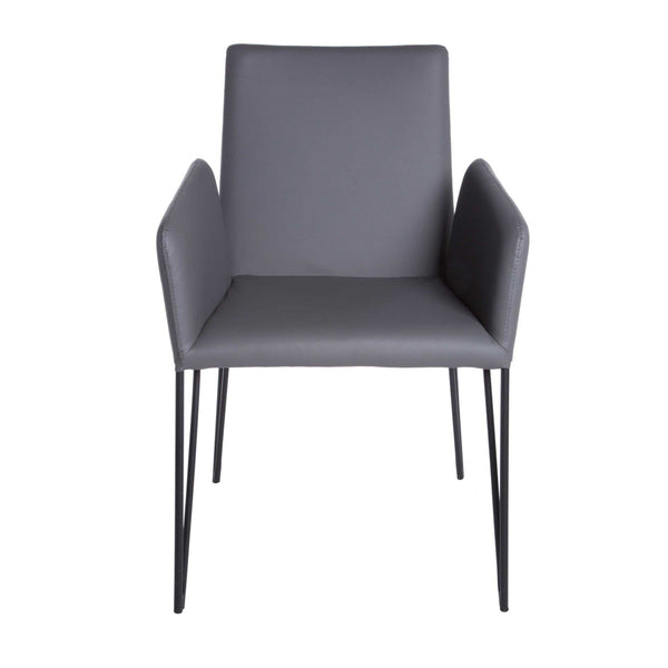 Chairs Armchairs and Accent Chairs - 22.45" X 23.04" X 35.63" Dark Gray Leatherette over Foam Arm Chair HomeRoots