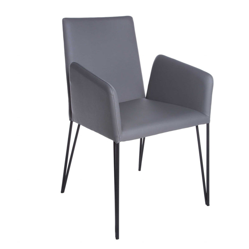 Chairs Armchairs and Accent Chairs - 22.45" X 23.04" X 35.63" Dark Gray Leatherette over Foam Arm Chair HomeRoots