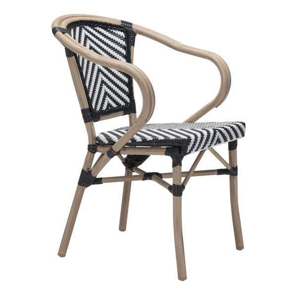 Chairs Armchairs and Accent Chairs - 22" X 22" X 32.7" 2 Pcs Black And White Polyethylene Dining Arm Chair HomeRoots