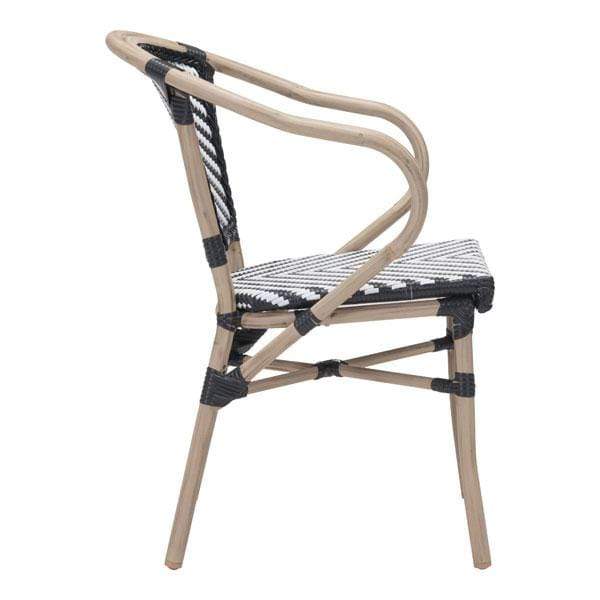 Chairs Armchairs and Accent Chairs - 22" X 22" X 32.7" 2 Pcs Black And White Polyethylene Dining Arm Chair HomeRoots